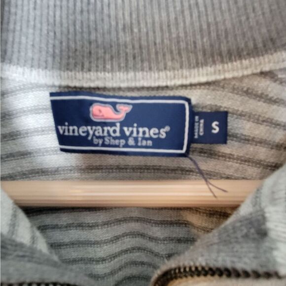Vineyard Vines Mens Classic Stripe 1/4-Zip Grey Small - Picture 2 of 4